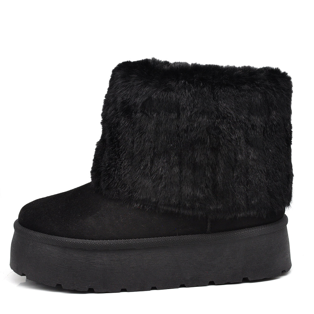 Stivali Mammut Camoscio Pelosi Con Pelliccia Pelo da Donna Doposci Platform T004 nero camel khaki