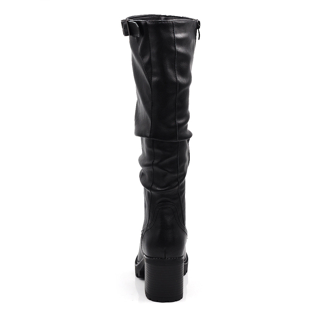 Stivali Arricci Alti Da Donna Con Tacco Grosso Plateau G700 nero brown