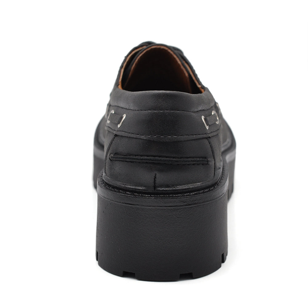 Scarpe stringate platform da donna stile casual – mocassini chunky con suola alta