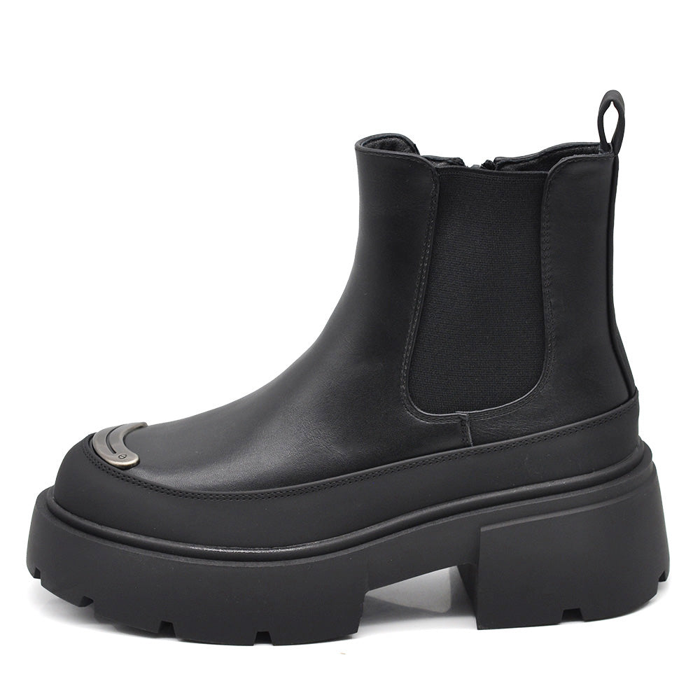 Stivaletti Chelsea Donna Tacco Largo e Punta Rinforzata Con Platform Suola Chunky GL50