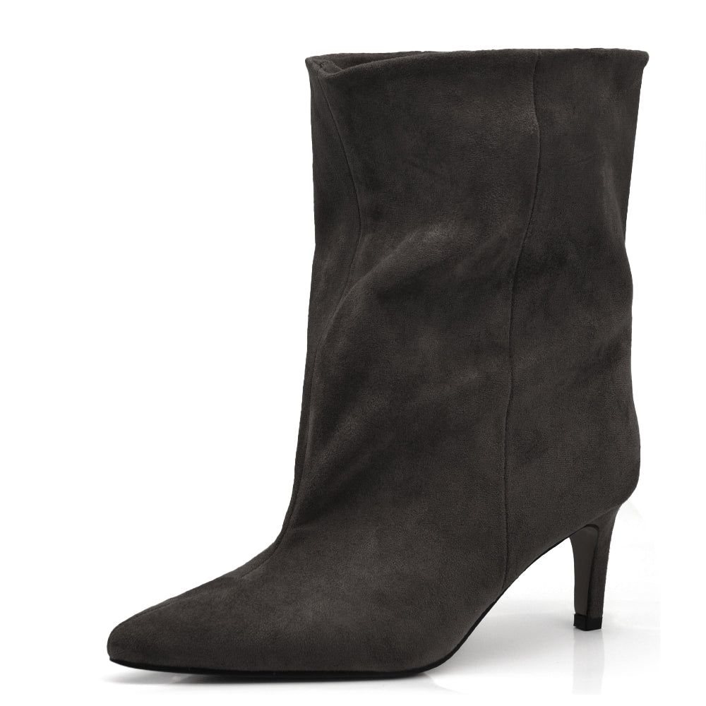 Stivaletti Donna Gambale Largo Morbido – Tronchetti Slouchy con Tacco Medio Elegante