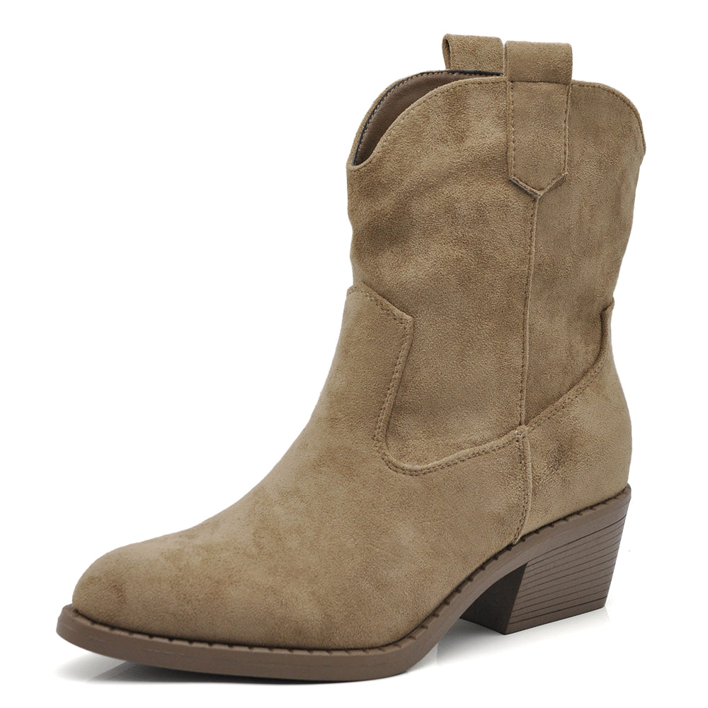 Stivali Stivaletti da Donna Camperos Texani Camoscio Sintetico IF678-1 nero khaki beige