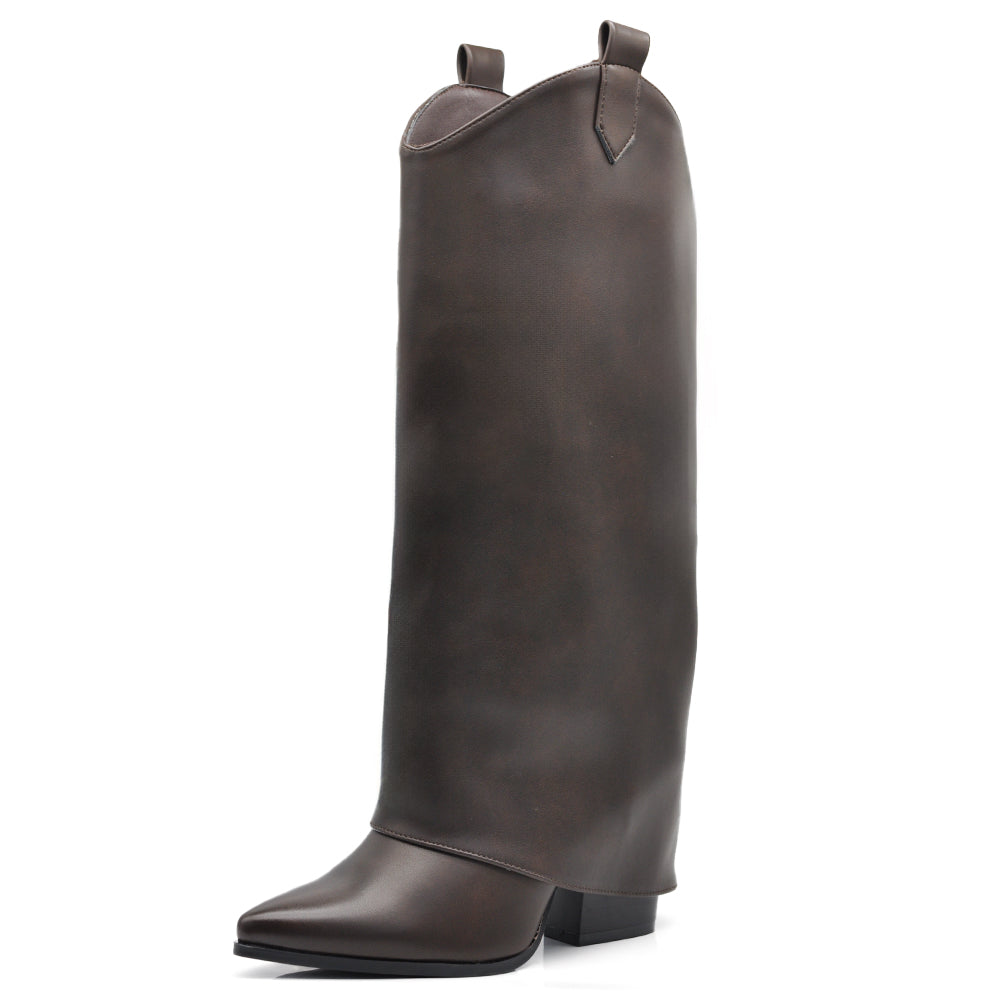 Stivali in ghetta A Punta Westen Con Tacco Alto in Ecopelle Da Donna A9519