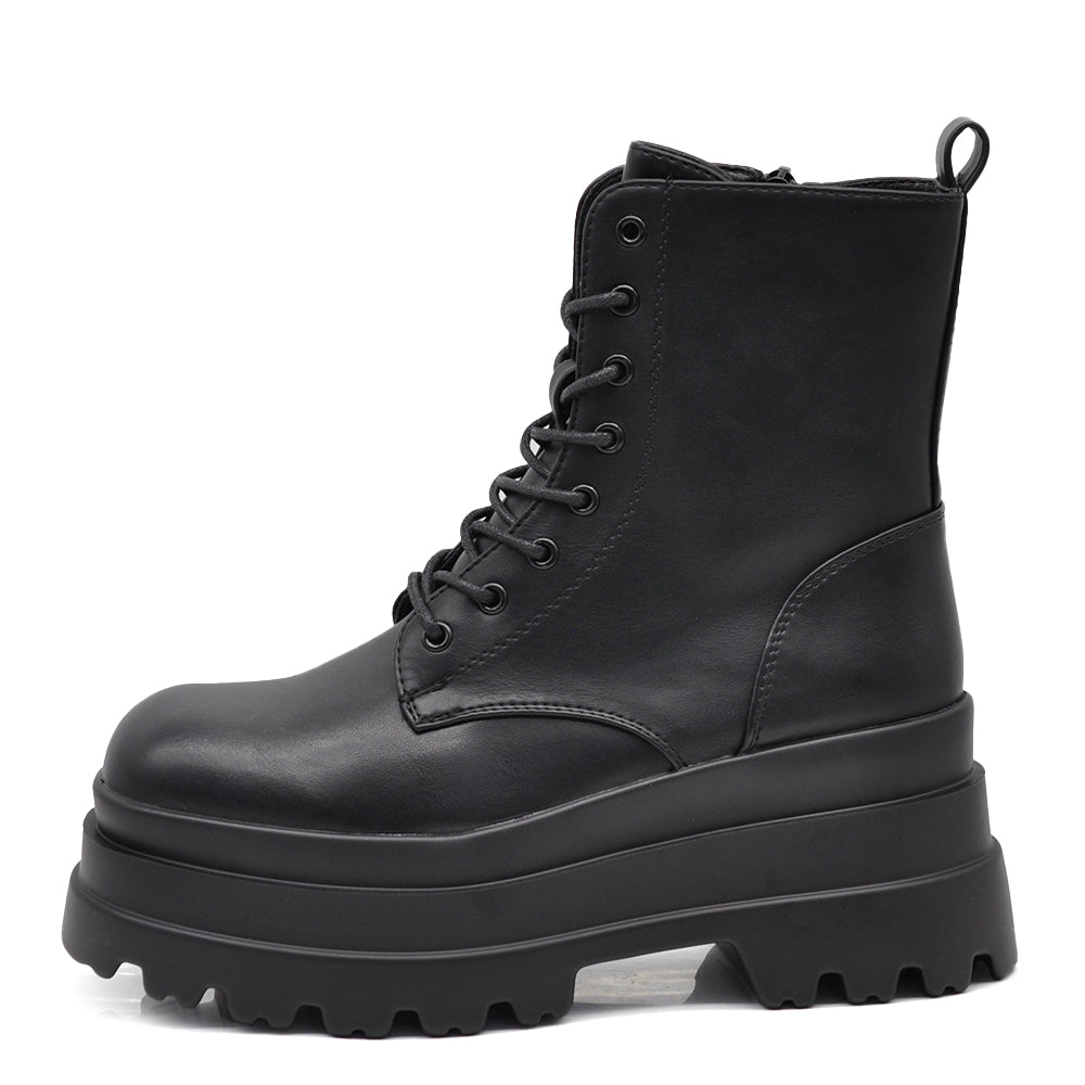 Stivali Stivaletti Neri Platform Donna Anfibi combat boots lacci Platform 192