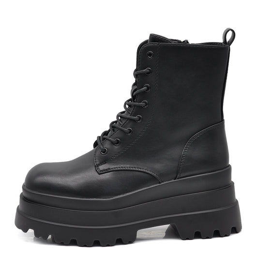 Stivali Stivaletti Neri Platform Donna Anfibi combat boots lacci Platform 192