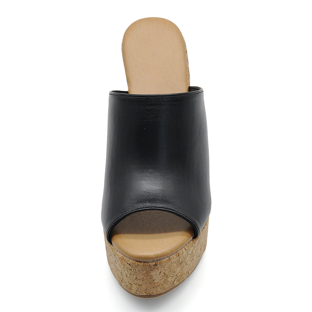 Sandali ciabatte donna con zeppa alta effetto sughero – sabot estivi open toe Z7390