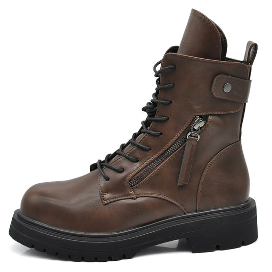 Stivali Stivaletti Platform Donna Anfibi combat boots lacci Zip Cerniera Platform MP731 nero t.moro