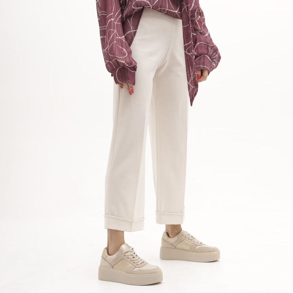 Sneakers Scarpe Sportive Da Ginnastica Donna Con Platform MP2736-1 nero beige