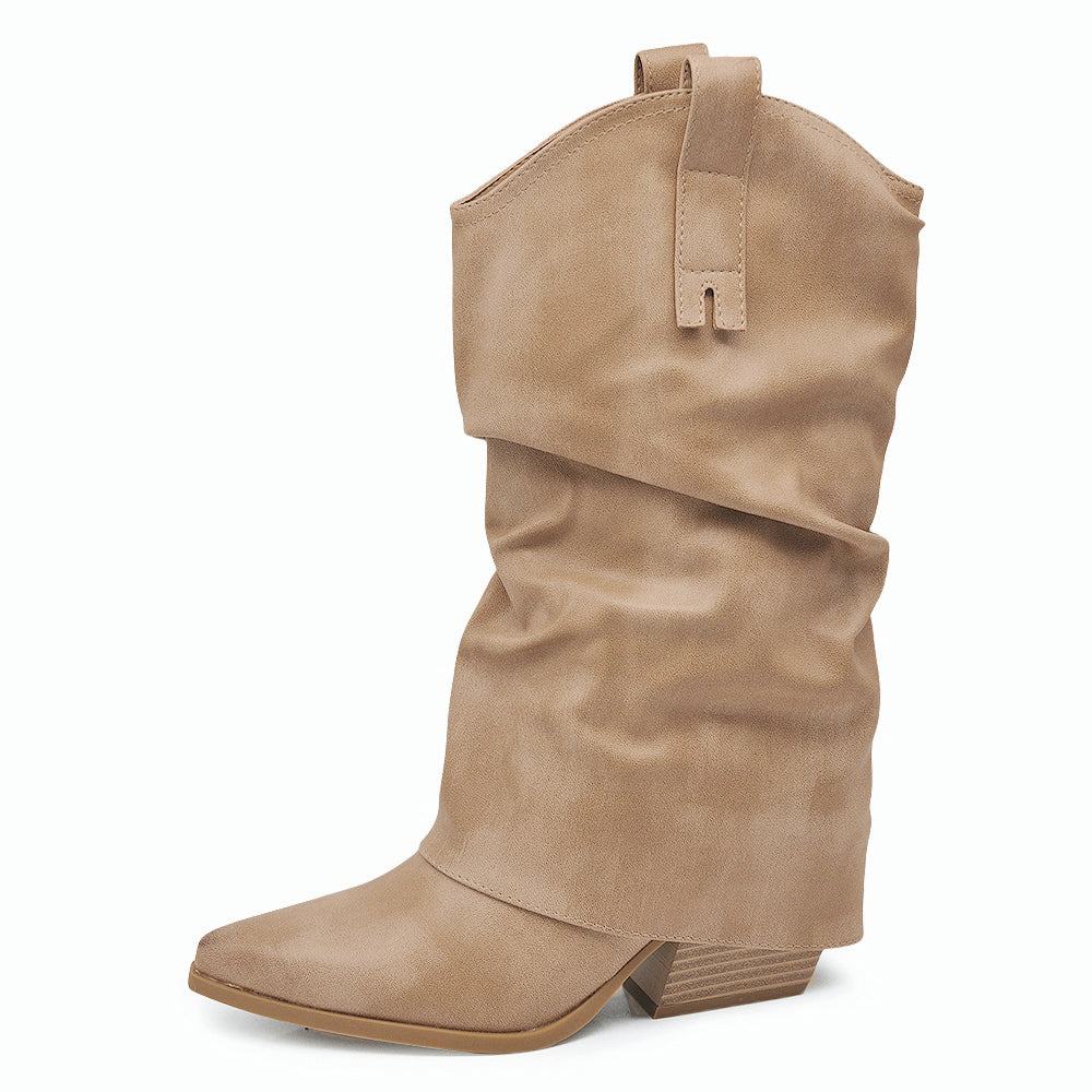 Scarpe da Donna Stivali Stivaletti Arricciati Con Ghette A Punta G695