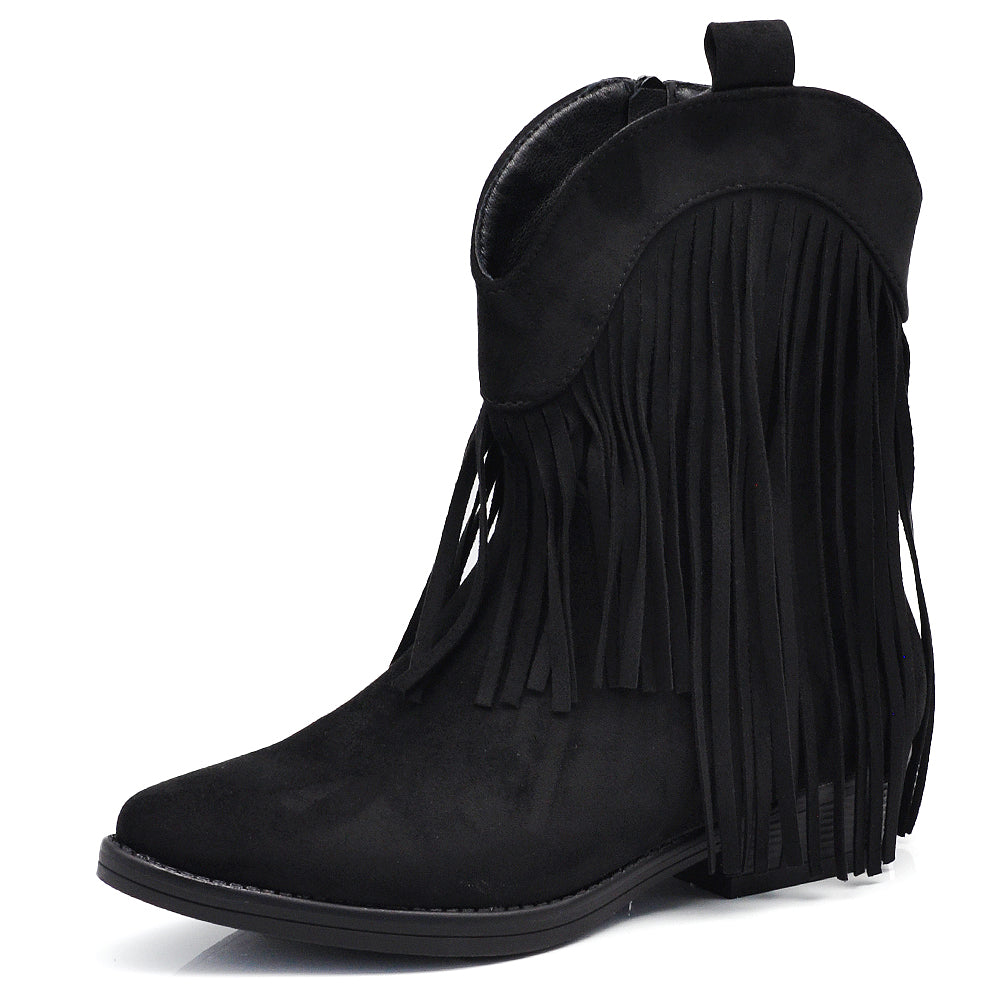 Stivaletti Texani Cowboy Cowgirl Con Frange Camoscio Sintetico Camperos ML523
