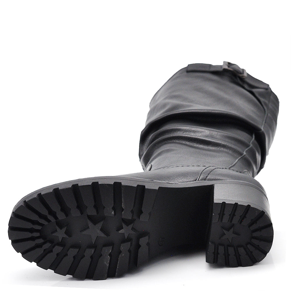 Stivali Arricci Alti Da Donna Con Tacco Grosso Plateau G700 nero brown