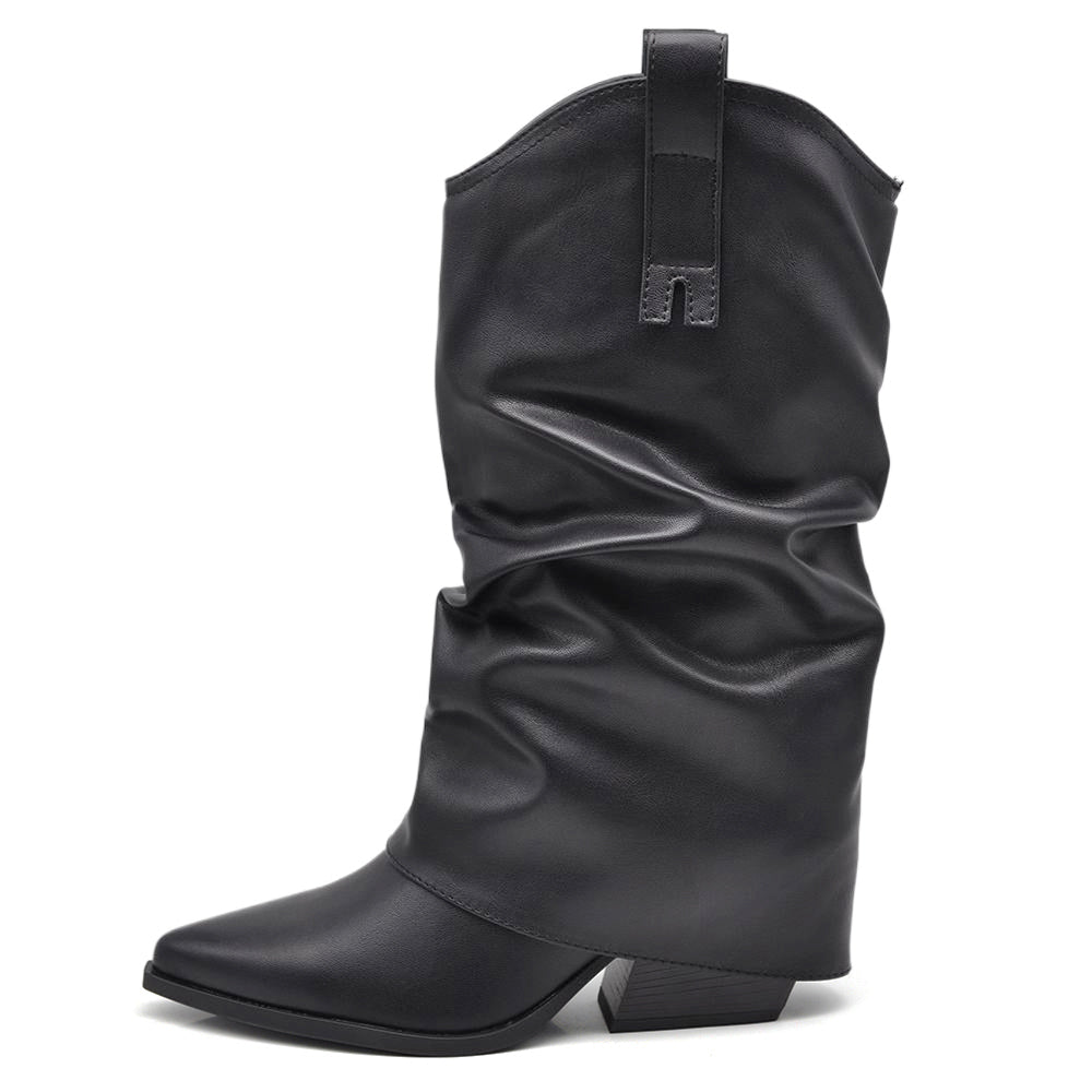 Scarpe da Donna Stivali Stivaletti Arricciati Con Ghette A Punta G695