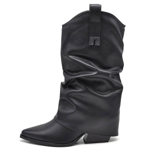 Scarpe da Donna Stivali Stivaletti Arricciati Con Ghette A Punta G695
