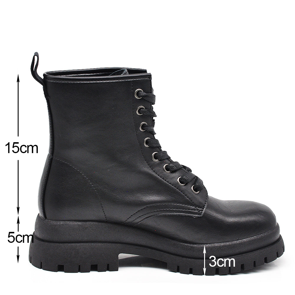 Stivali da donna stile combat boots con lacci platform casual MP2751-1 nero marrone
