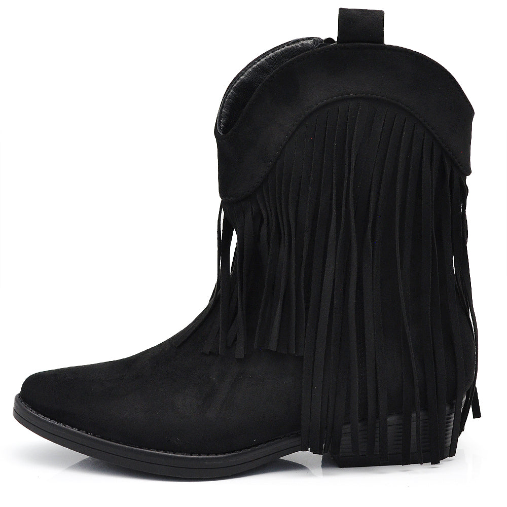 Stivaletti Texani Cowboy Cowgirl Con Frange Camoscio Sintetico Camperos ML523