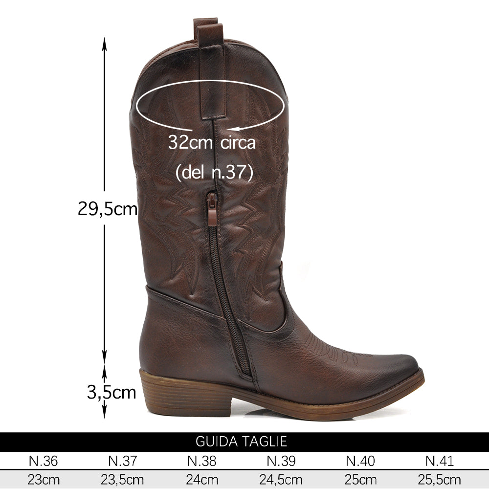 Stivali Stivaletti Da Donna Texani Cowboy Cowgirl A Punta Etnici
