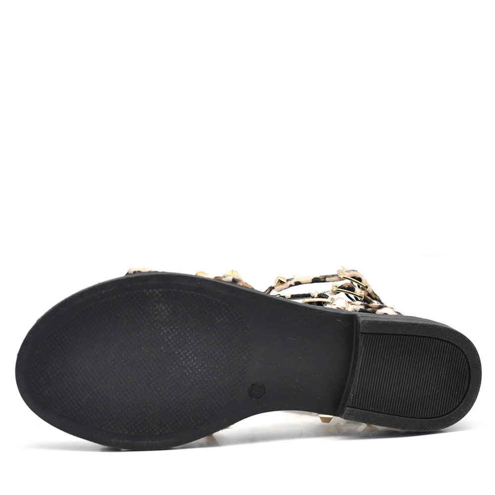 Scarpe Infradito Sandali Stivaletti Estivi Gladiatore Da Donna Borchie Animalier M101