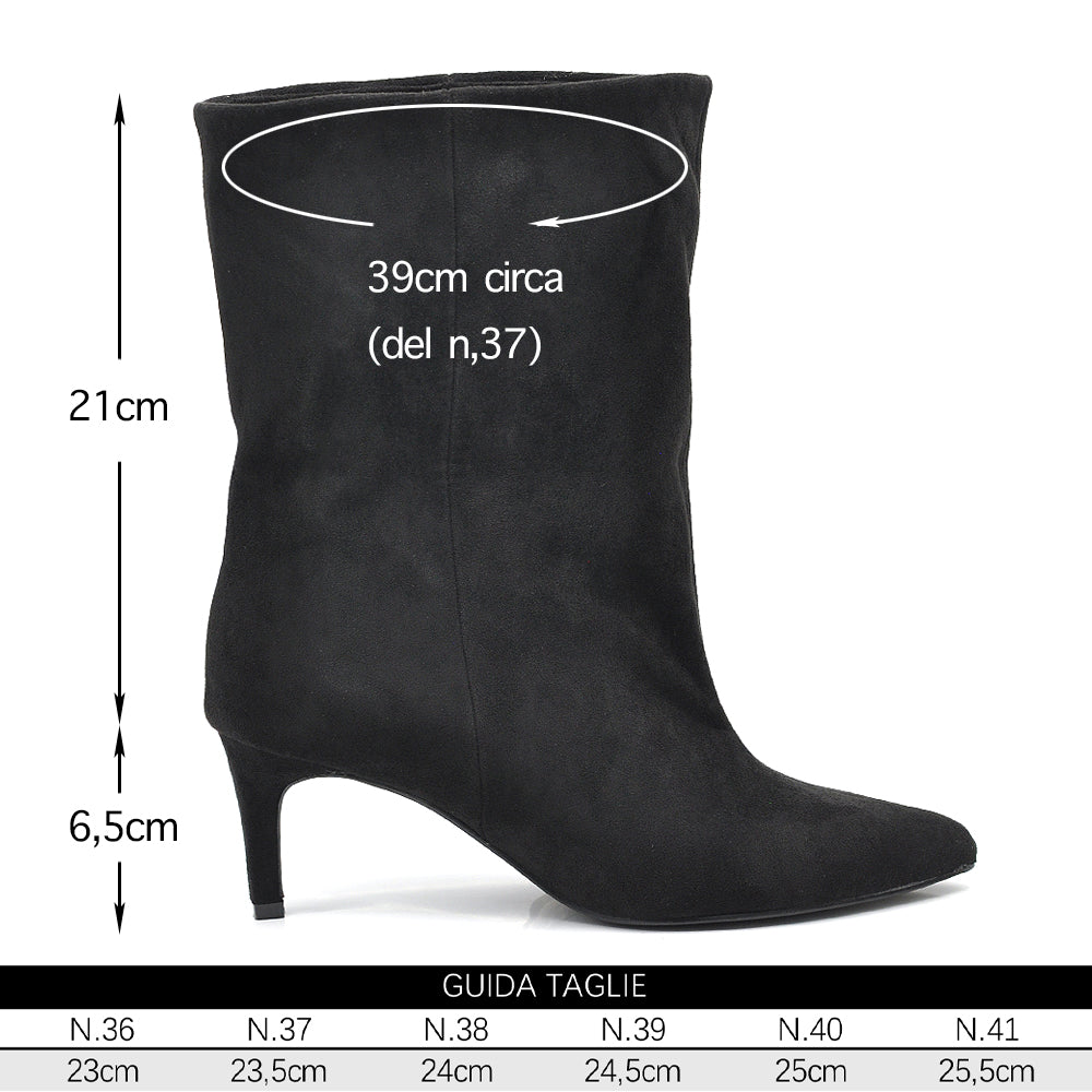 Stivaletti Donna Gambale Largo Morbido – Tronchetti Slouchy con Tacco Medio Elegante