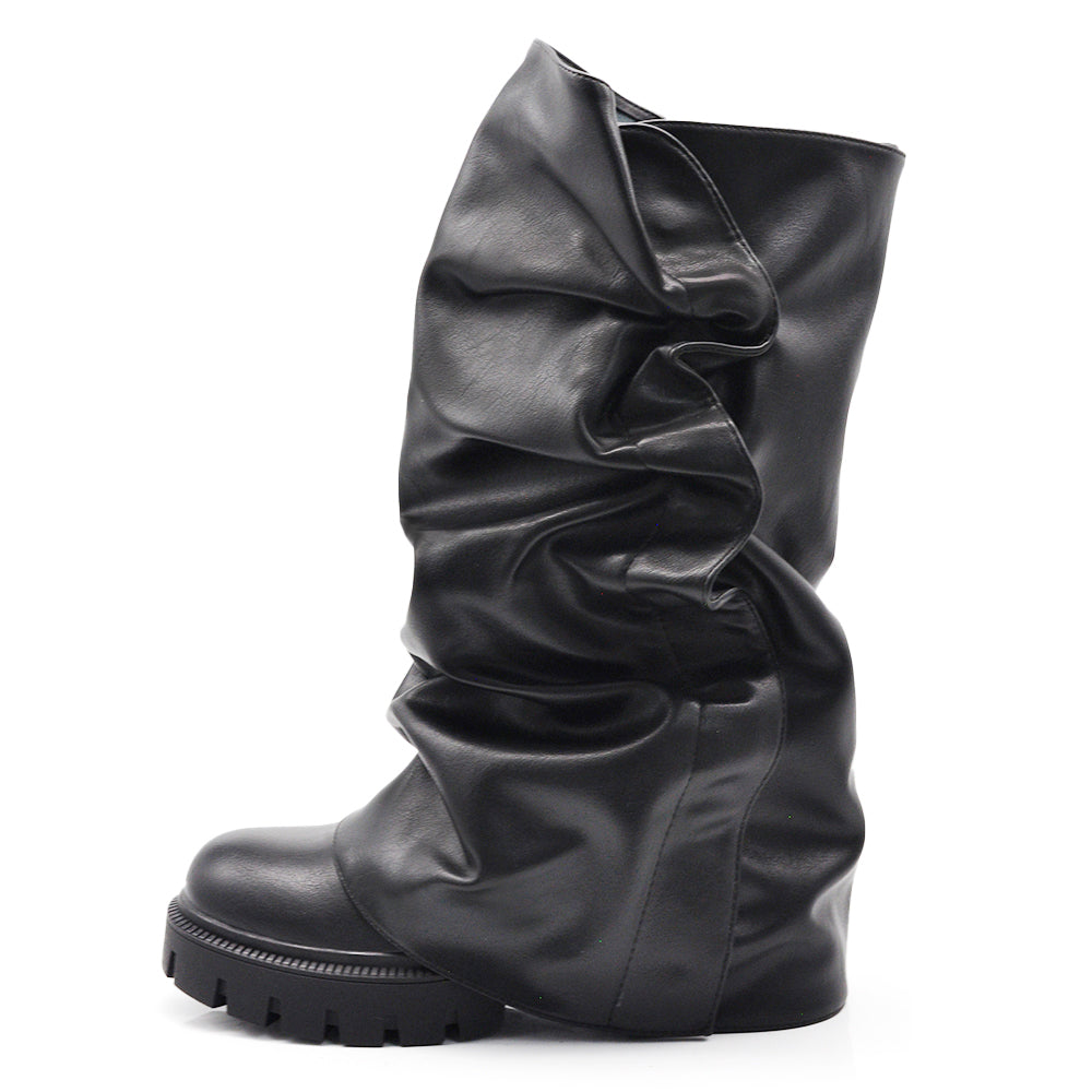 Stivali Donna 2 in 1 con Gambale Arricciato Rimovibile – Design Versatile con Platform – Look Doppio in un Solo Paio G705