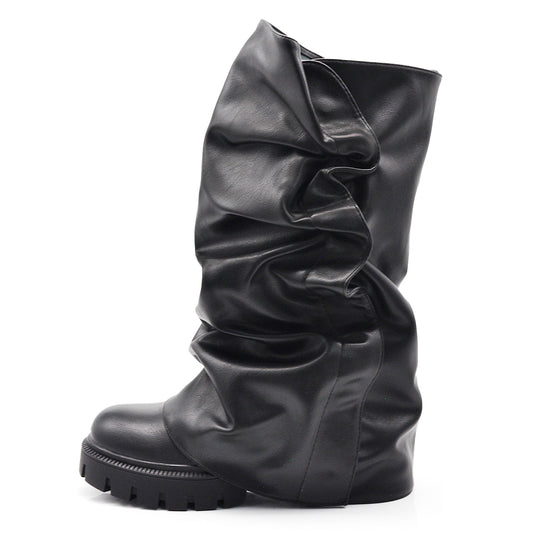 Stivali Donna 2 in 1 con Gambale Arricciato Rimovibile – Design Versatile con Platform – Look Doppio in un Solo Paio G705