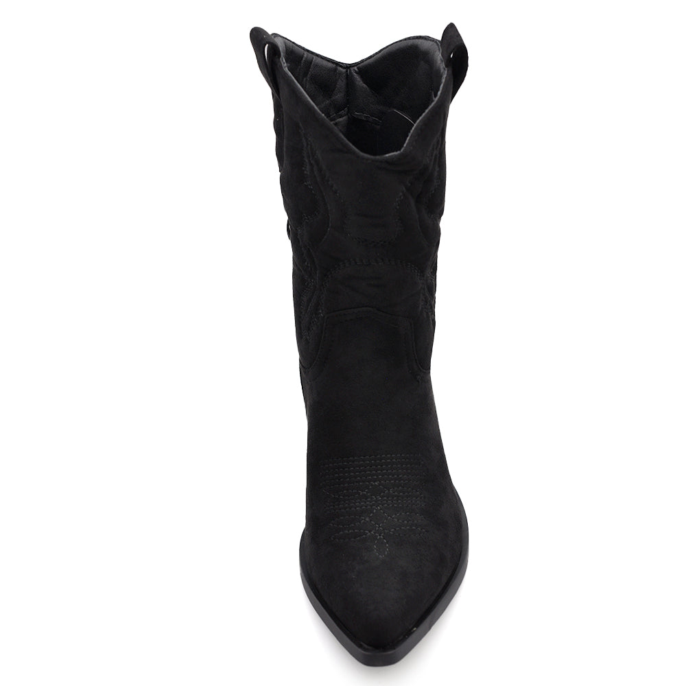 Scarpe Stivaletti Texani Da donna Camperos Ricamati Cowboy Camoscio Western A227