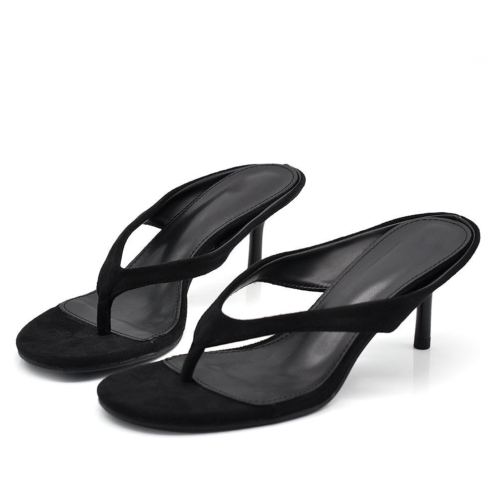 Sandali Infradito Donna con Tacco a spillo, Sabot Eleganti in Camoscio Sintetico