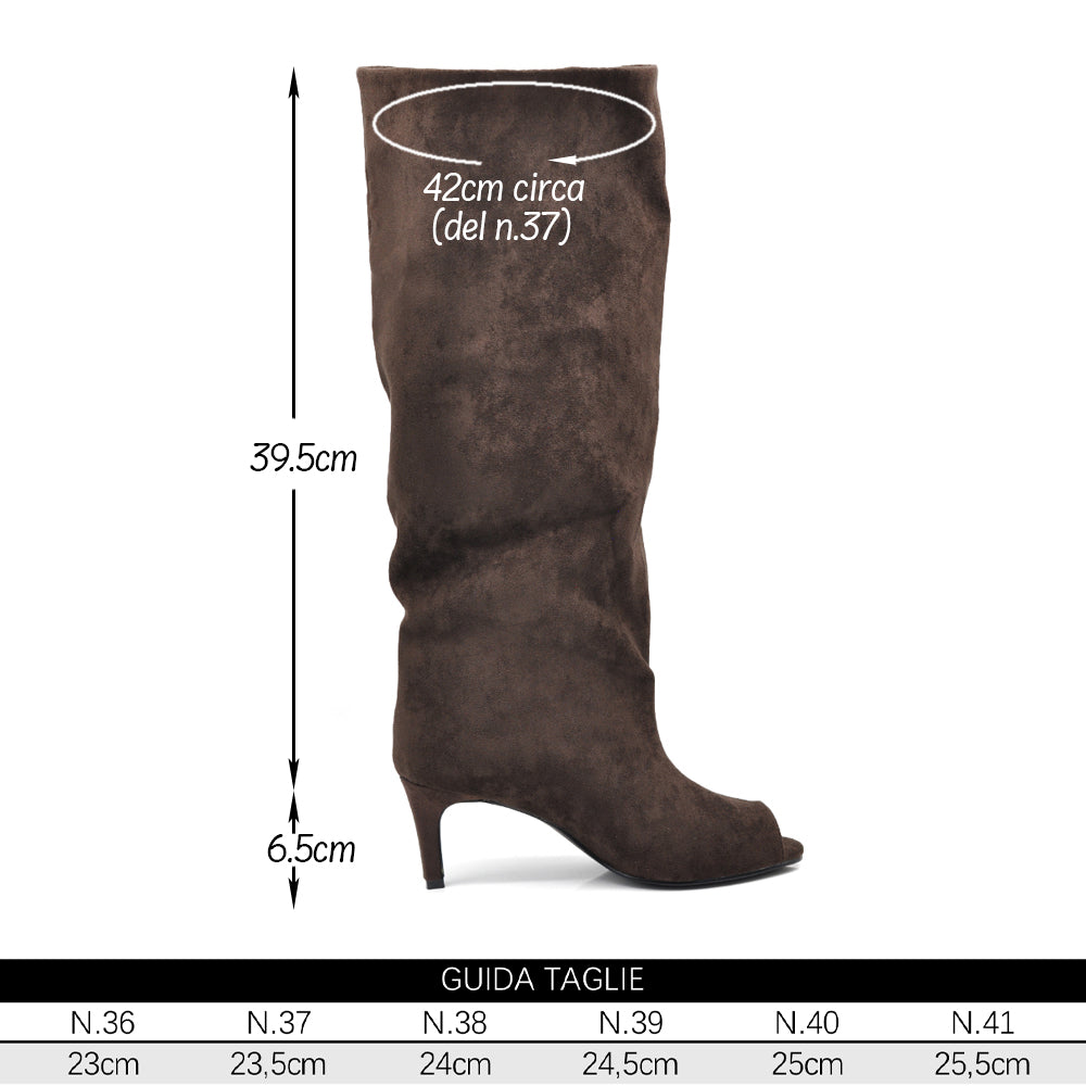 Stivali Spuntati Donna in Camoscio Sintetico con Tacco – Stivali alti morbidi effetto scamosciato eleganti