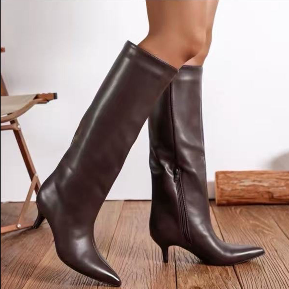 Stivali Donna al Ginocchio con Tacco Medio e Punta Affusolata – Eleganti e Versatili A9813 nero