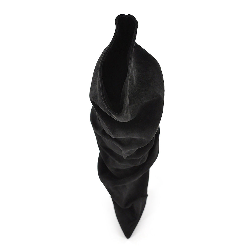 Stivali Donna Slouchy Sopra il Ginocchio, Gambale Arricciato extra alto Oversize,Effetto Scamosciato