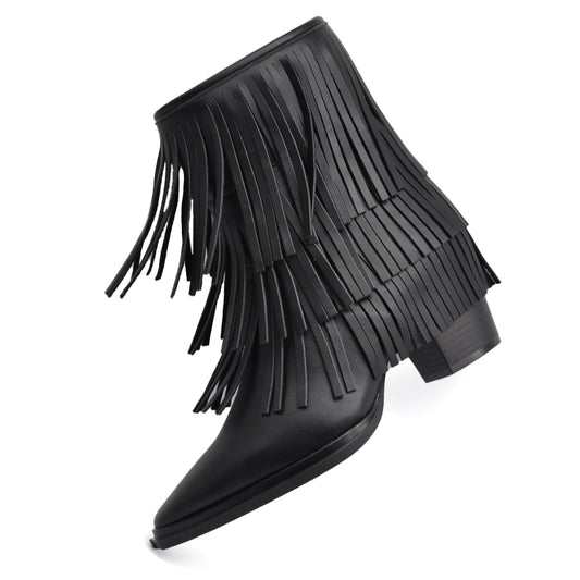 Stivaletti Stivali Texani Western da Donna Con Frange Camperos MP2742-4 nero